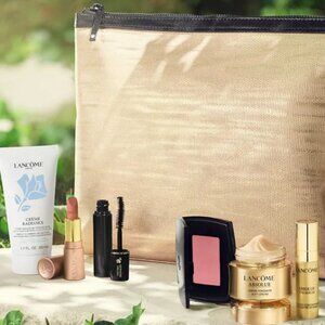 Lancome 7 PIECES ABSOLUE CREAM, SERUM, BLUSH, LIPSTICK, MASCARA, CLEANSER, BAG